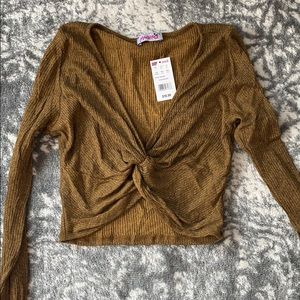 Madrag mustard long sleeve crop top NWT
